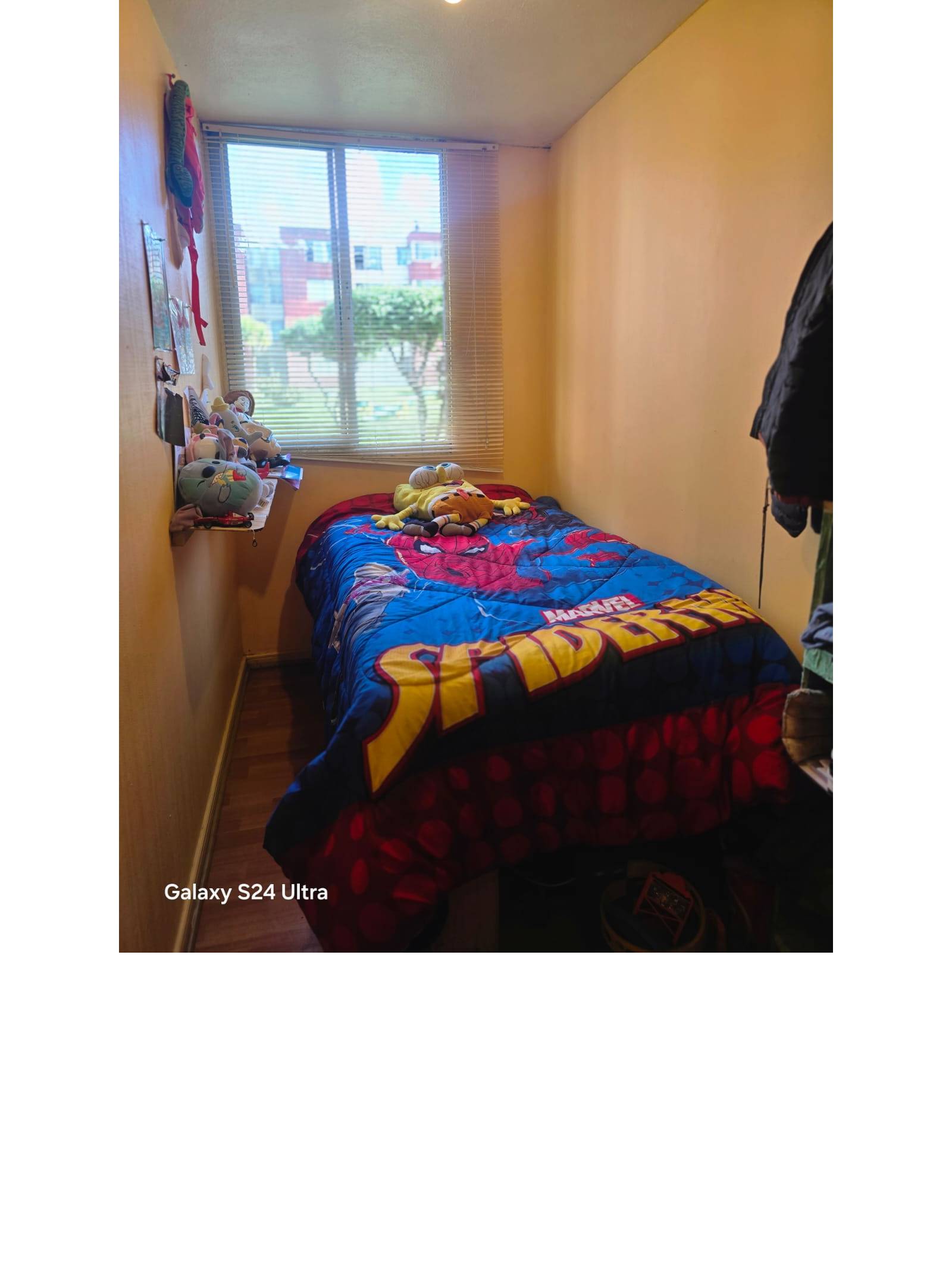Dormitorio secundario con ventana luminosa.